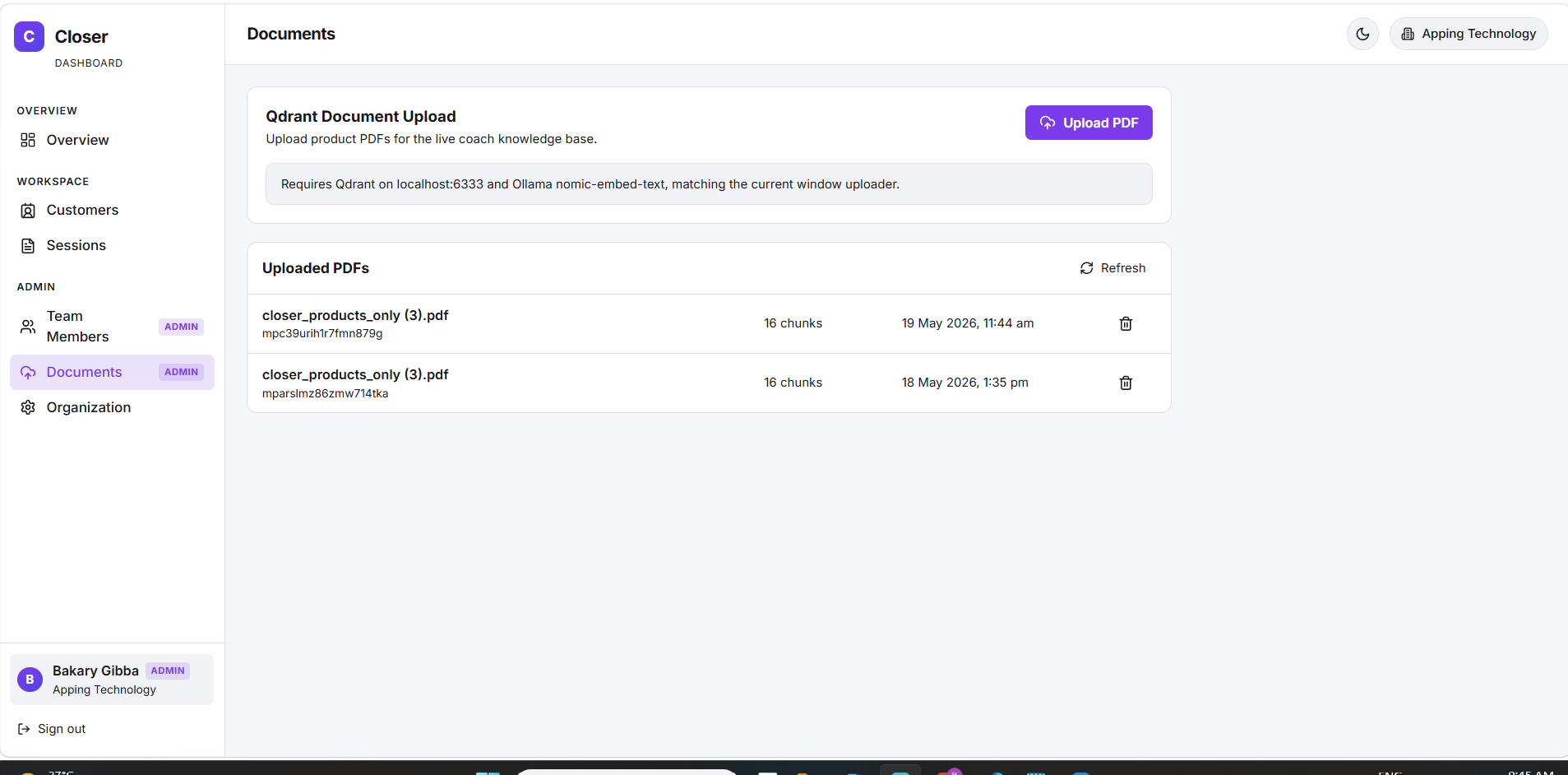 Closer document knowledge-base screen